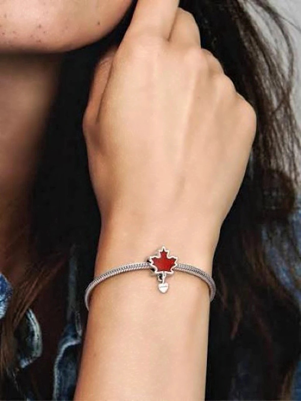 Pandora Canada Red Maple Leaf Charm in Red & Silver